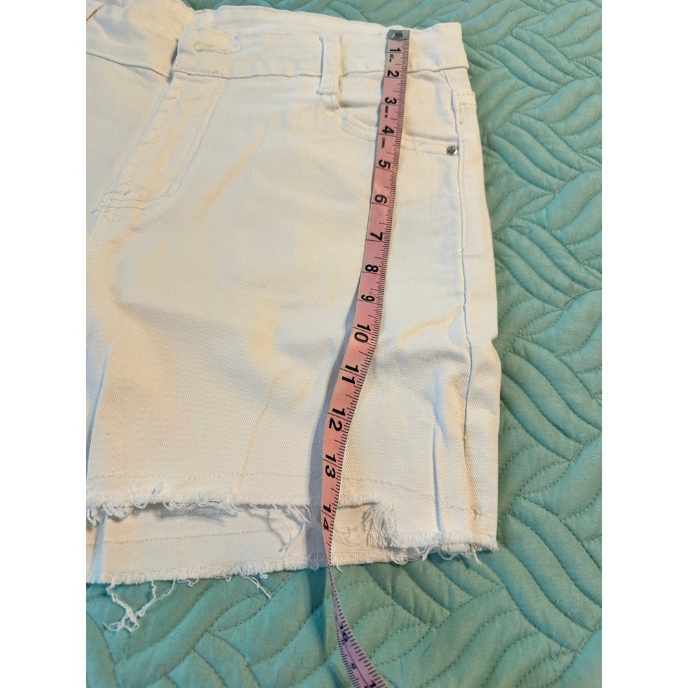 Tees2urdoor Women White Denim Cutoff Shorts XL New Raw Hem Frayed 5-Pocket - Picture 6 of 9